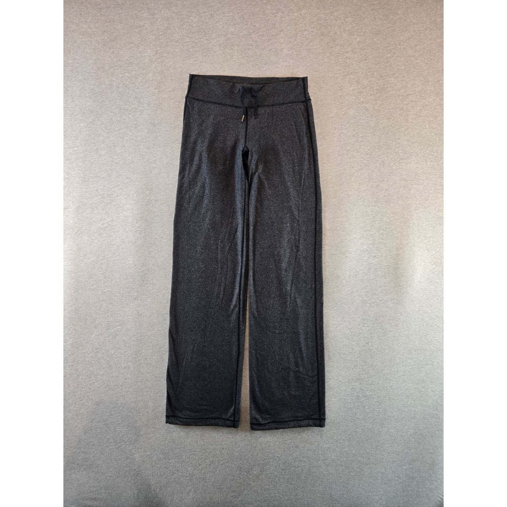 Lululemon Relaxed Fit Pants Womens Size 8 Charcoal Gray Luon Wide Leg Drawstring